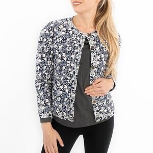 White Stuff Floral Jacket UK 22 (US 1X) Emma Quilted Blue White Pockets Buttons